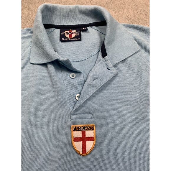 England 09 Mens XL Light Blue Polo Shirt With Embroidered Cross Patch Centered H - Picture 8 of 10
